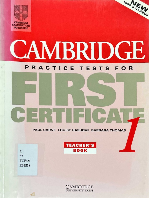 Cambridge Practice Tests for First Certificate 1 Teacher's book
